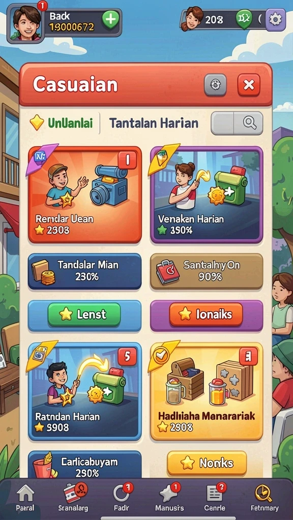 ricis77 - Screenshot menampilkan level permainan yang penuh warna.